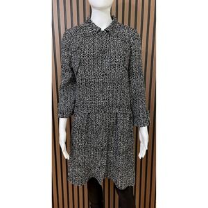 Chico's Women's 1 Black Herringbone Textured Knit Long Jacket Cardigan  Coat